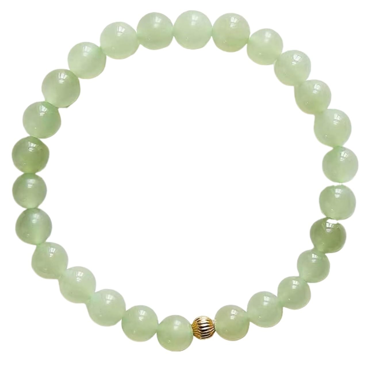 Nzpost Women's Green Jade_gold Bead Bracelet, Natural Jade Bracelet For Small 6Mm Nephrite Jade Amulet Good Luck Bracelet Talisma