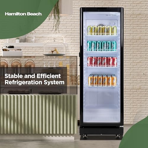 Image of Hamilton Beach, 8.5 Cu. Ft. Commercial Glass Door Display Merchandiser Refrigerator Cooler, ETL, Black