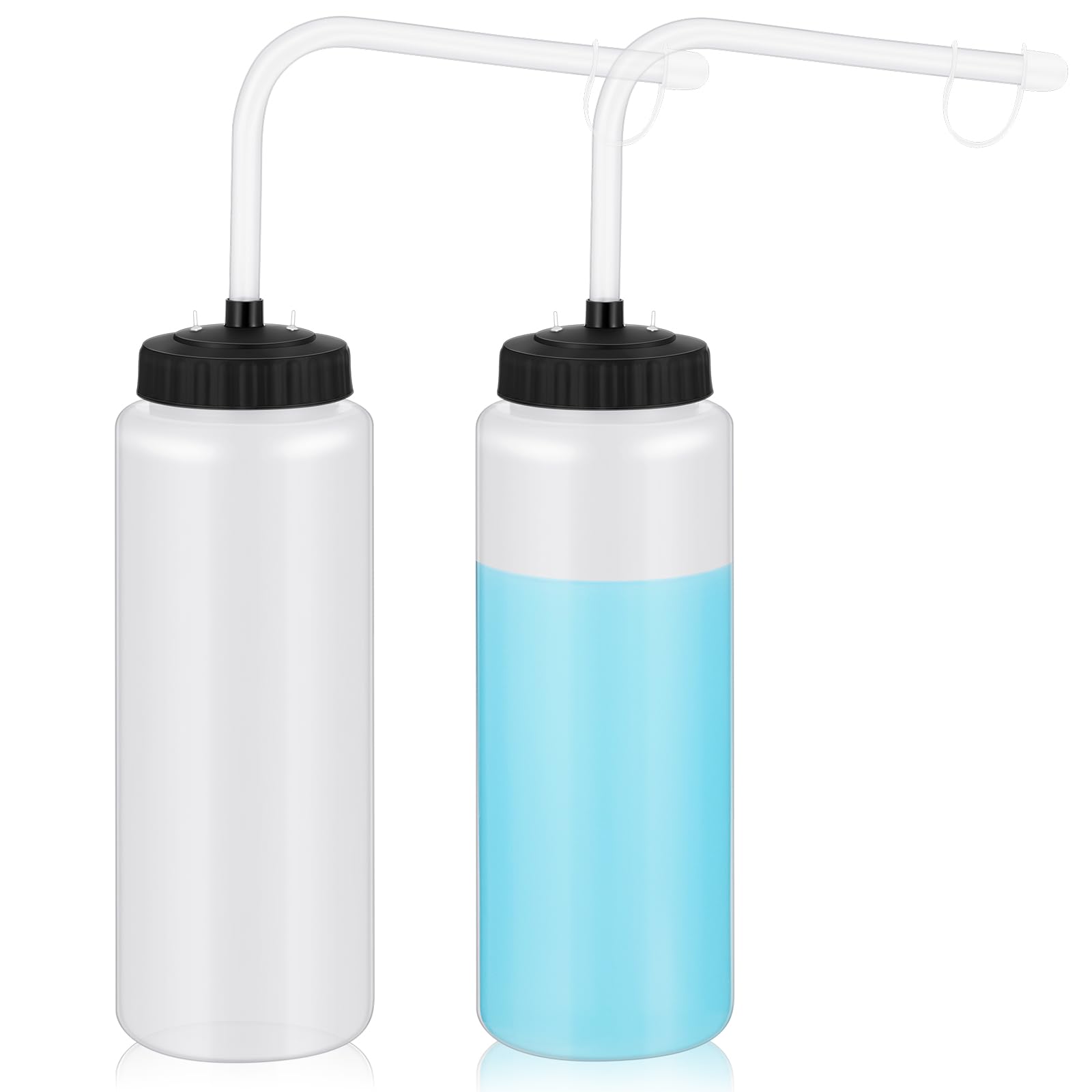 Domensi 2-Pack 1 Liter Easy Squeeze Sports Water Bottles with Long Straw for Helmet Use