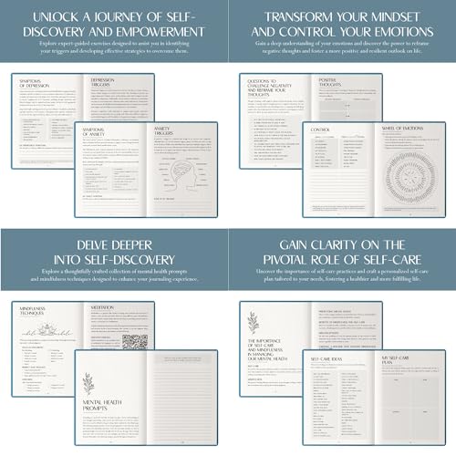 FINDING-BALANCE-Mental-Health-Journal--6-Month-Daily-Journal-with-Prompts-for-Mindfulness-Self-Care-Healing--Anxiety-Depression-Relief--Blue-Hardcover