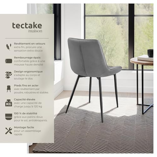 Lot de chaises rembourrées aspect velours - vue 5