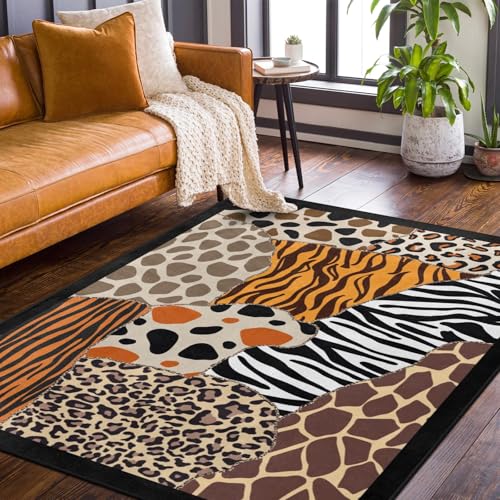 Tapete Abstract Leopard 5'x7' Algodón antideslizante
