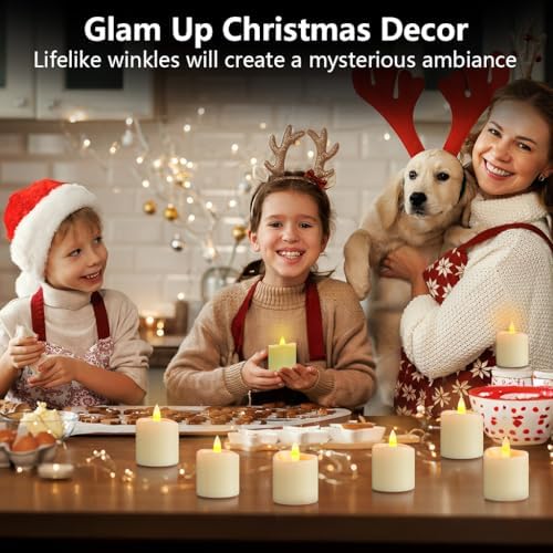 Image of Rechargeable Tea Lights Candles with Timer,1.5 inchx2 inchElectric LED Votive Candles Warm White for Valentines Decor, Wedding,Home Decoration(12pcs