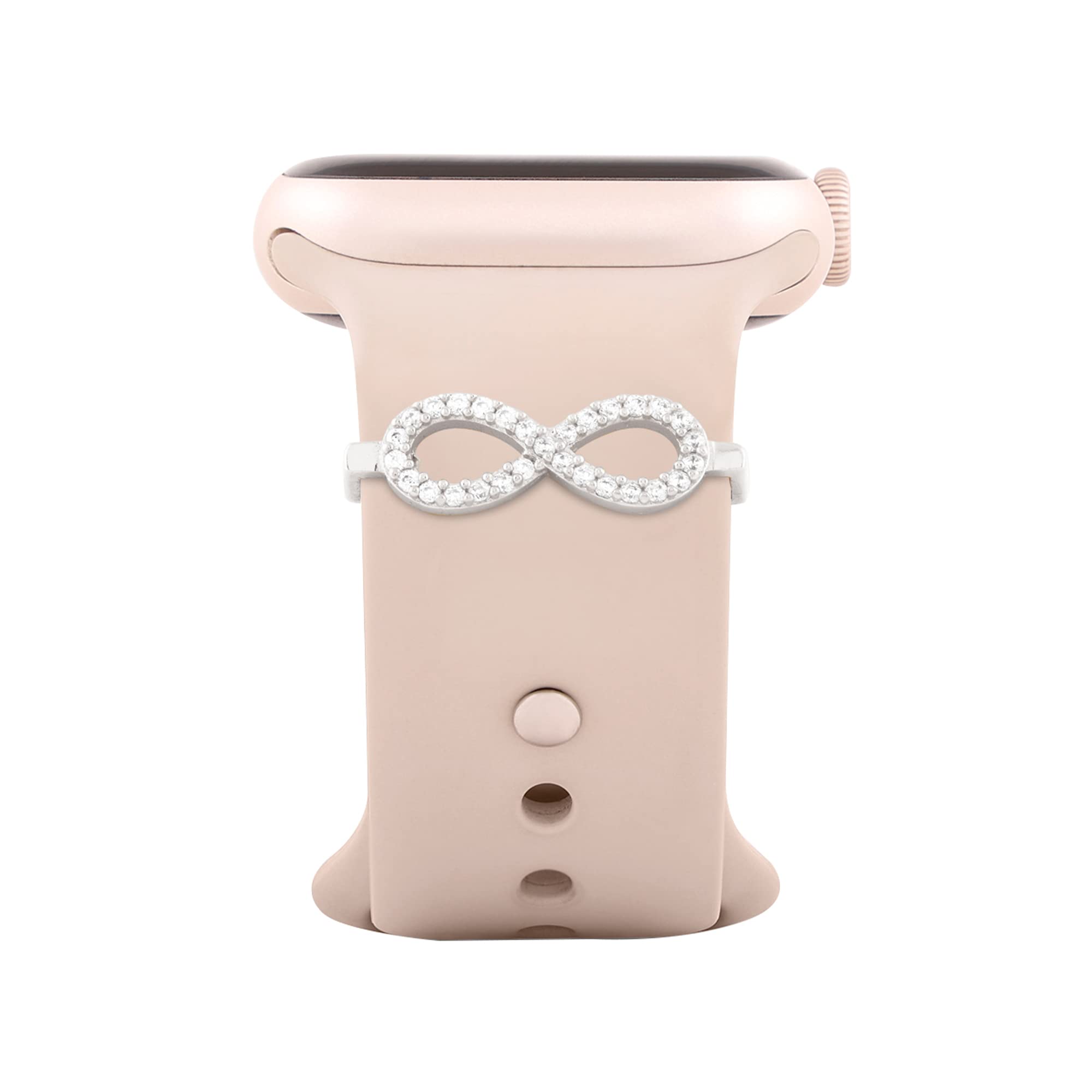 MINUTIAEInifity Shape Pendant Decorative Ring Loops Jewellery Accessories Compatible with Smart Watch Silicone Band Strap - Skin Friendly Brass Alloy | Ideal Gift for Her/Women/Girls