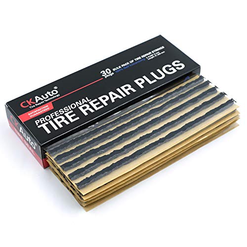 CKAuto 30pcs Black Tire Repair Strings, Automotive Tool Tire Repair Plugs for Tubeless Off-Road Tires Car, Bike, ATV, UTV, Wheelbarrow, Mower