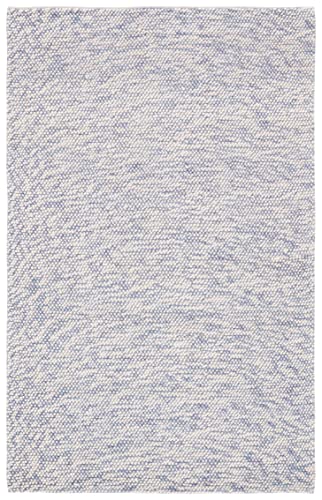SAFAVIEH Area Rug 8x10 - Natura Collection - Large - Blue & Ivory, Handmade Wool, Ideal for Living Room, Bedroom, Dining Space (NAT182M) - Image 3