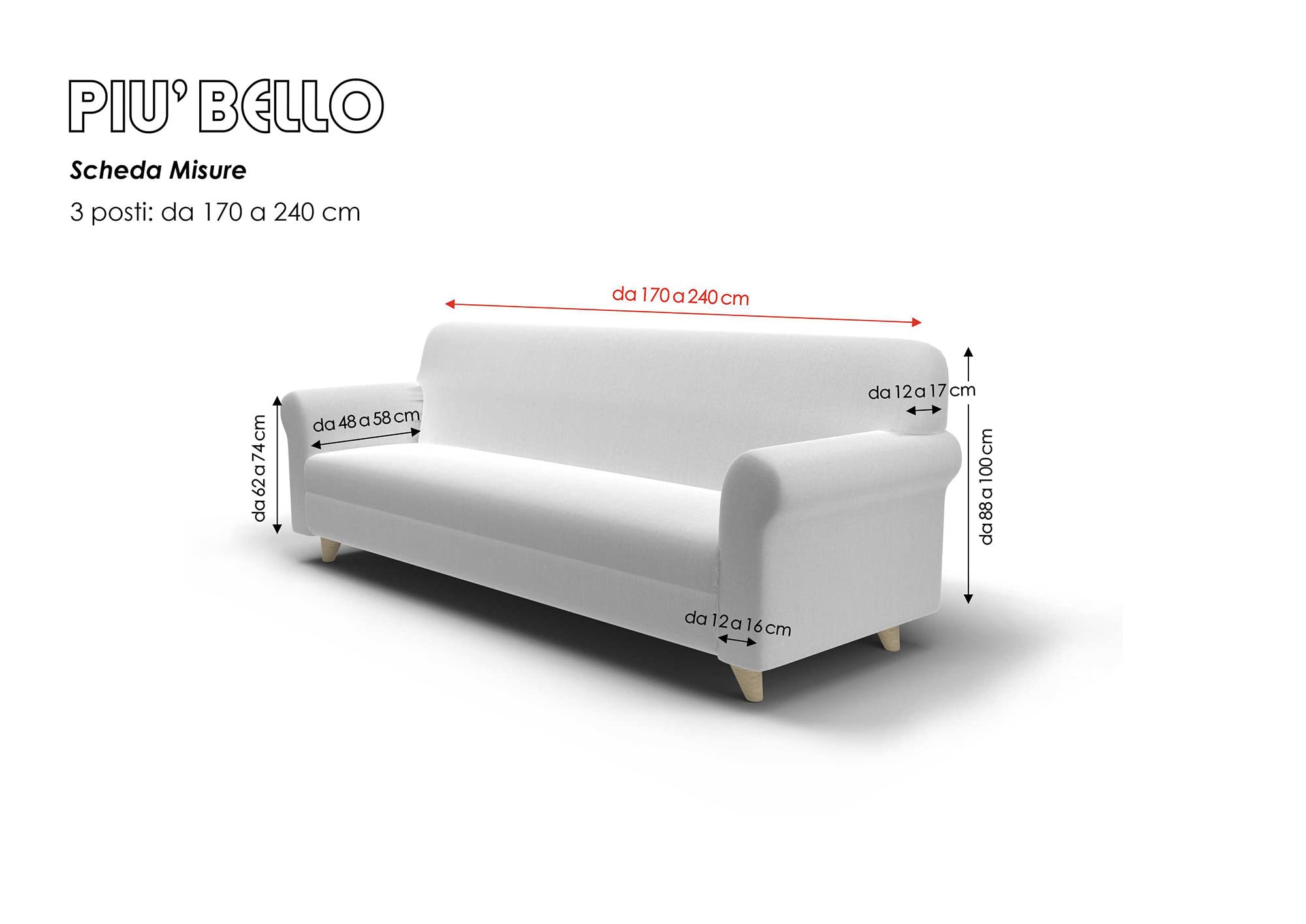 Più Bello bielastic Sofa cover Yellow, 3 places, Polyester, 3 Seats - Image 4