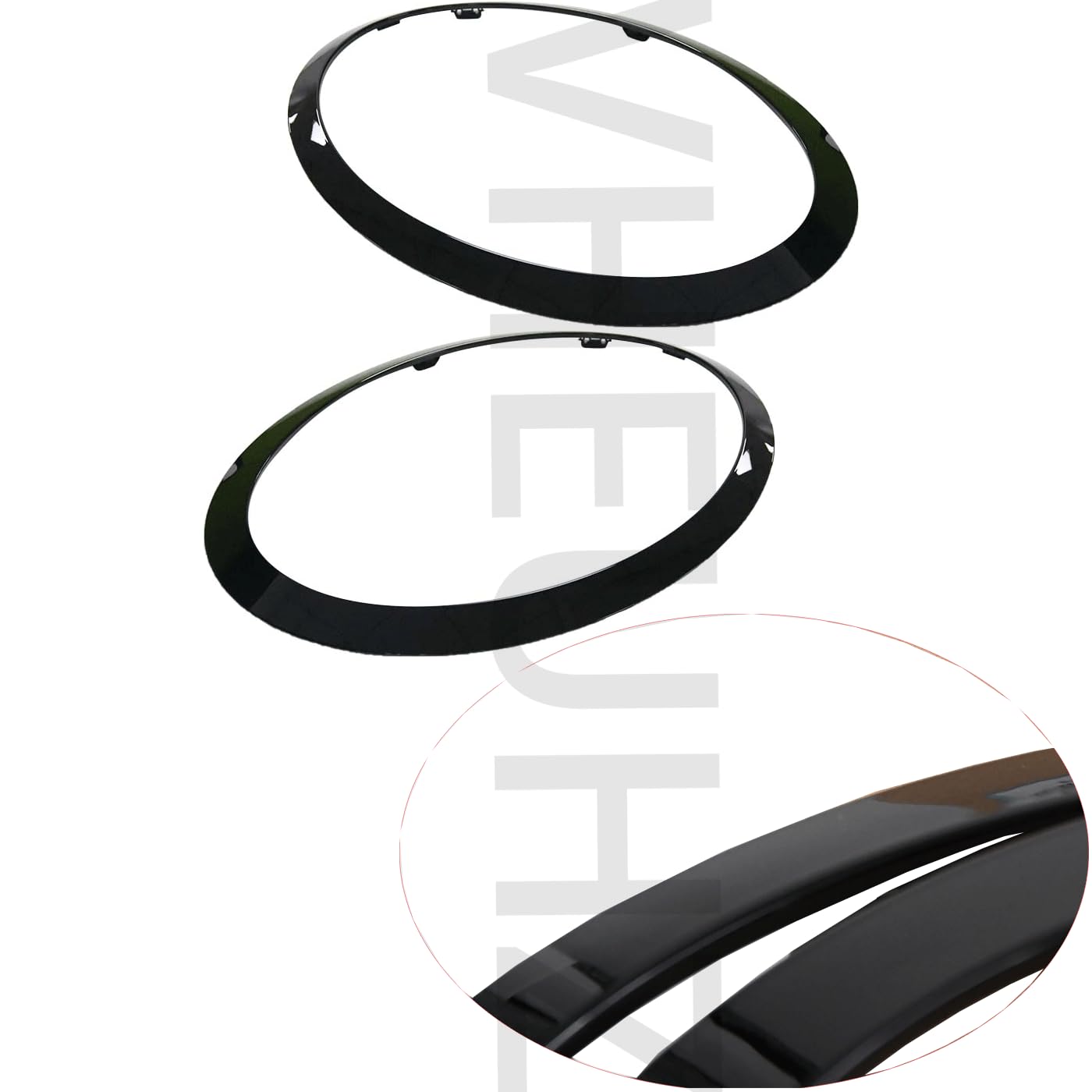 BMW Mini Cooper F55 F56 F57 2014+ Copertura anello fari lato destro e sinistro Nero lucido 51137300631 51137300632