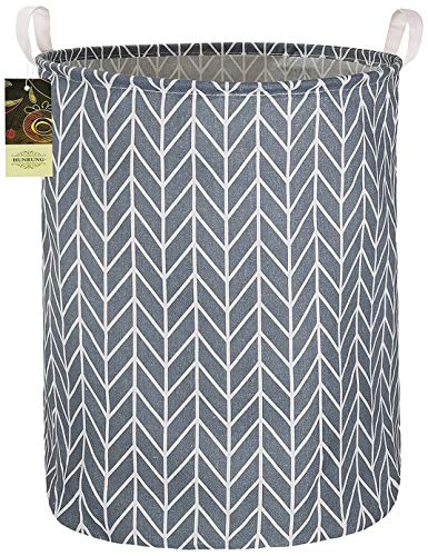 Image of HUNRUNG Laundry Hamper,Large Canvas Fabric Lightweight Storage Basket Toy Organizer Dirty Clothes Collapsible Waterproof for College Dorms, Children Bedroom,Bathroom (Grey Point)