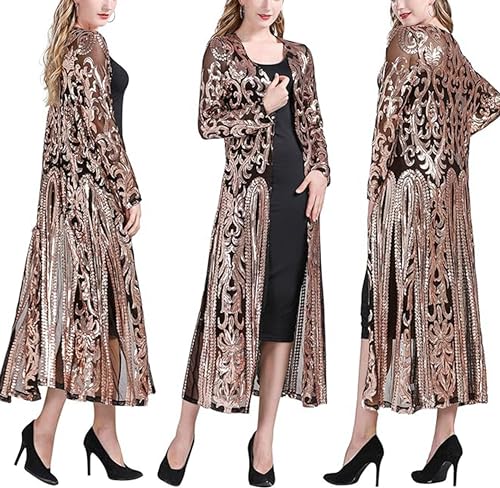 Sequin Cardigans Duster Sparkly Blazer Jackets Long for Women Evening