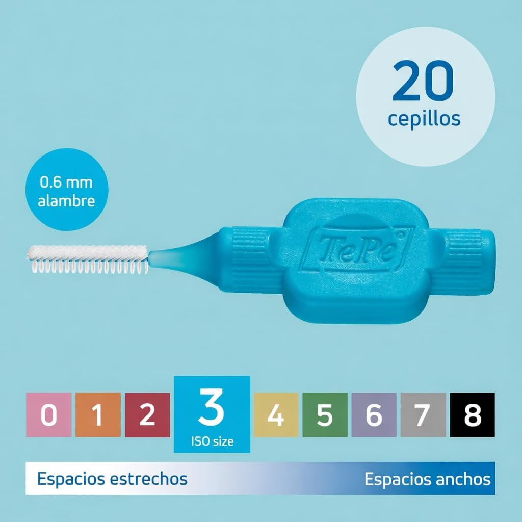 TePe Interdental Brushes Original | Size 5-0.8mm | 1 Pack of 20 Brushes (Blue)
