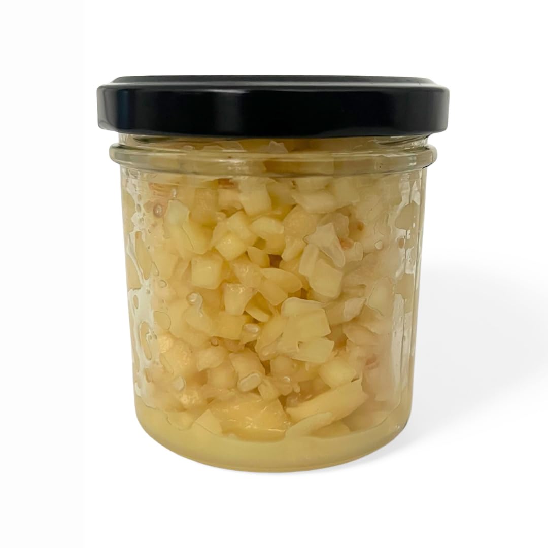 Hymor frischer lila Knoblauch gewürfelt 6x 150g im Glas I.G.P. – Ajo Morado aus Spanien Las Pedroñeras - intensiv-würziger Geschmack - ideal für Dips, Marinaden, Tapas, Pasta & Paella