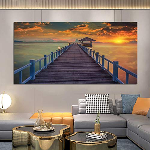 Toile coucher de soleil mer grand format 70x140 cm pour salon - 3