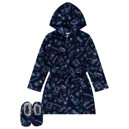 Boys' Ultimate Cozy Robe & Slipper Set in Dinosaur, Camo, and Flannel Styles! Perfect for Sizes 4-12, Make a Blast!