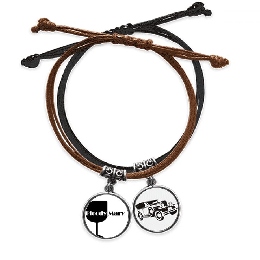 Black Mary Cocktail Tasse Bracelet Corde et Cuir tressé pour homme et femme - 3