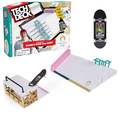 Tech Deck Finger Skate Park X-Connect Shane O'Neill – Produto oficial com licença Jogos Olímpicos Paris 2024 – Skatepark modulável, mini skate dedo para crianças, jogo de crianças de 6