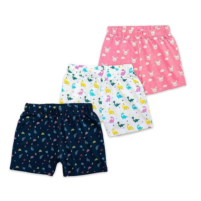 Makoto Baby |Kids Girls Regular Shorts Soft Cotton with Cute Birds Prints Combo Pack of 3 Multicolored offers donot miss