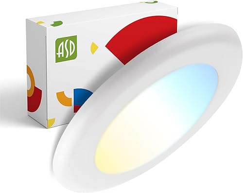 Miniatura 29 de ASD Paquete de 6 luces LED de disco de 4 pulgadas, 10 W 5CCT 2700K-5000K 685LM CRI90+, lámpara de techo regulable, disco de montaje en superficie de