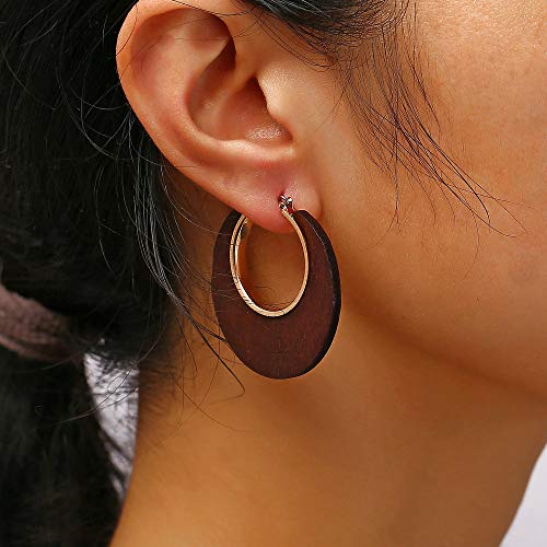 Lureme 6 Pairs Wood Earrings Lightweight Teardrop Dangle Earrings Geometric Ethnic African Jewelry (Er006294) #TOP10