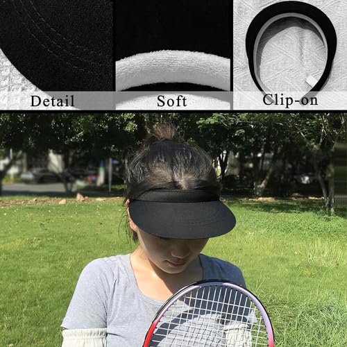 Image of 3 Pack Sports Sun Visor Hat Women Men Adjustable Clip On Visors Outdoor Golf Beach Cap