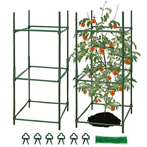 Meiwlong 32Inch Tomato Cage Vegetable Trellis Assembled Garden Plants Stakes Support Frame Kit Connectors Ties Clips Outdoor Cucumber Vine Climbing #TOP27