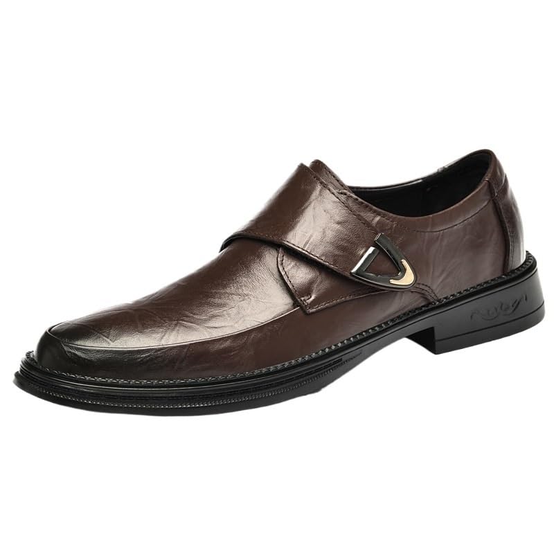 Men's Formal Slip-On Shoes, Solid Color Pointed Toe Leather Dress Shoes