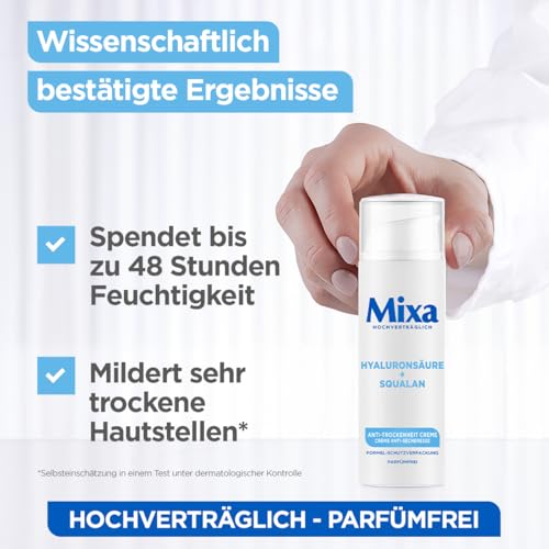 Mixa Anti-Trockenheit Creme für trockene Haut mit Hyaluronsäure, 50 ml