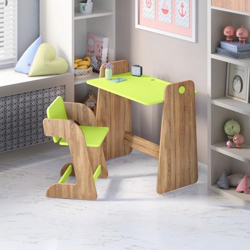 Image of Alex Daisy Texas Height Adjustable Kids Study Table & Chair Set | Non-Toxic Safe Material | Soft Coated Premium Finish | Engineered Wood Kids Study Desk (Green)