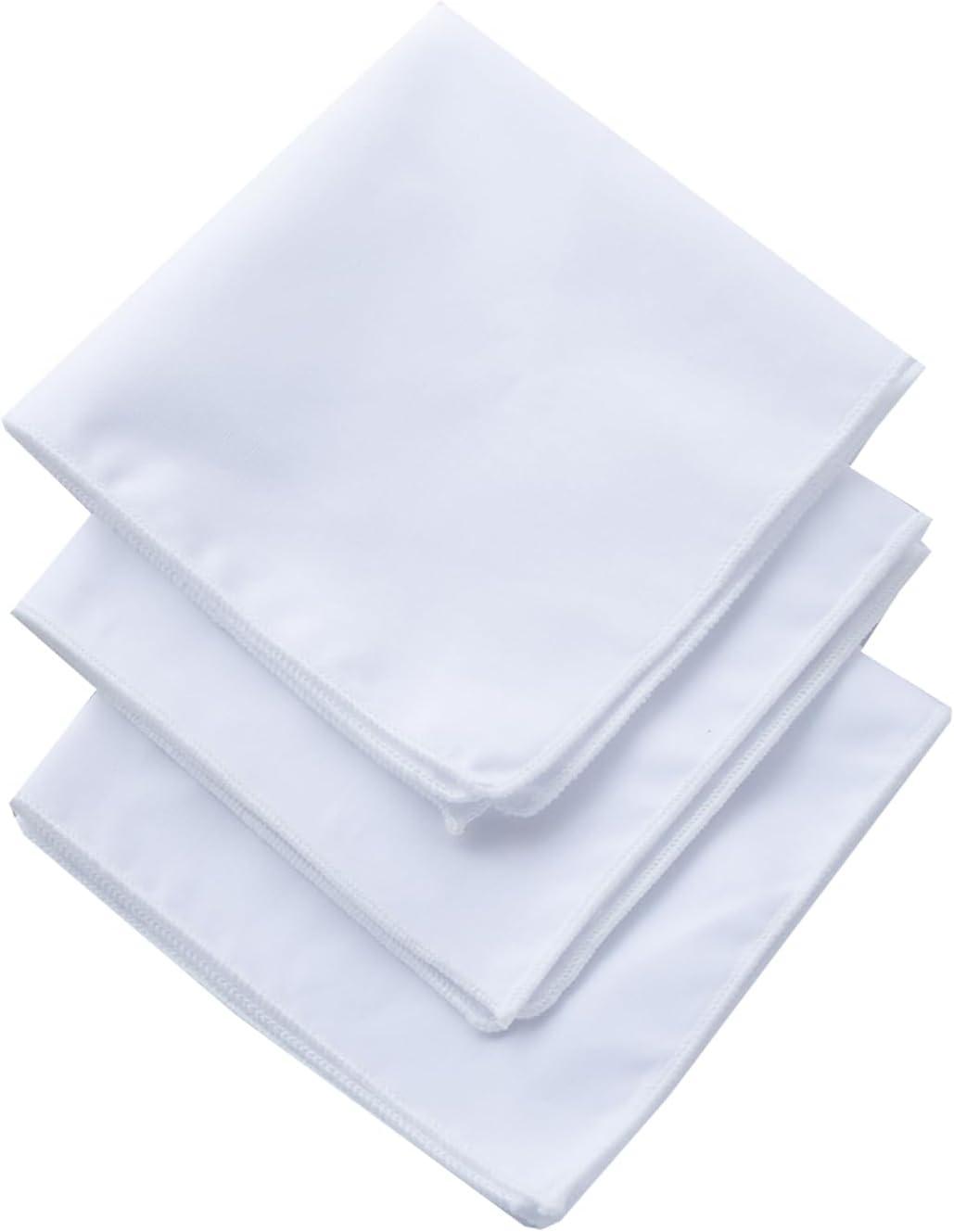 Solid White Cotton Pocket Square Handkerchiefs 3 Pieces