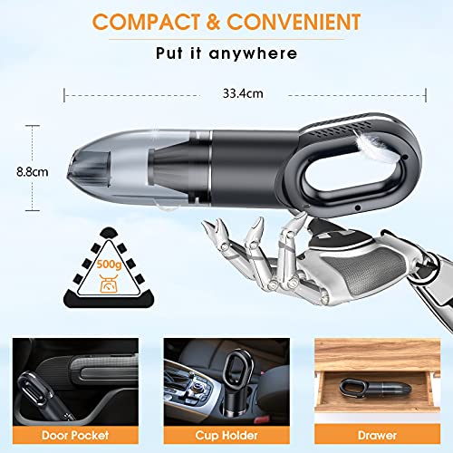 Aspirateur à Main sans Fil Puissant 6500 Pa, Aspirateur de Table Eau Possière Batterie 2000mAh pour Poils de Chien Chat Possière, Mini Aspirateur Portable Anti Possière Voiture Maison Lavable - Image 3
