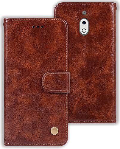 Zoeirc Nokia 2V Case, Nokia 2.1 Wallet Case, PU Leather Wallet Flip Protective Phone Case Cover with Card Slots for Nokia 2 V/Nokia 2.1 Phone (Brown)