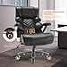VUZI 700lbs Big and Tall Office Chair-Large Computer Chair with Adjustable Lumbar Support 3D Flip Arms Plus Size Wheels, High Back Executive Desk Chair, Heavy Duty Metal Base, Thick Padded Wide Seat