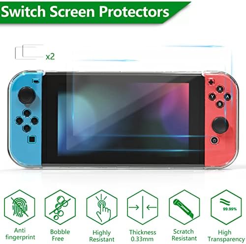 Mooroer Switch Accessory Kit for Nintendo Switch Bundle,27 in 1 Carry Case for Nintendo Switch Console with Protective Cover,Grip,Game Card Case,Grips Racing Wheels,Grip Charge Dock,Grip Cover etc,R/B