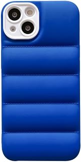 Blue Down Jacket Phone Case for iPhone 15 Pro Max, Fashion Unzip Sofa Silicone Puffer Soft Touch Full Portection Shockproof Girls Women Cover for iPhone 15 Pro Max 6.7 inch 2023