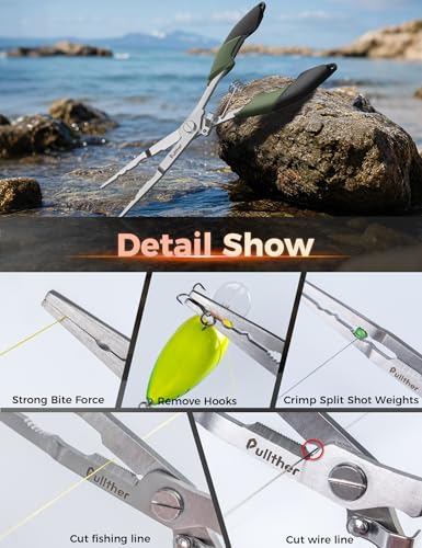 Image of Fish Gripper 9.2 inch,Muti-Function Line Cutter Fishing Pliers, Saltwater Fishing Tool Kit,Fishing Gear with Fishing Lanyard