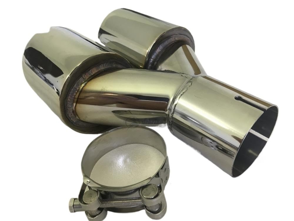 tłumik końcowy Podwójny tłumik rury wydechowej samochodu ze stali nierdzewnej(66MM IN- 101MM OUT)