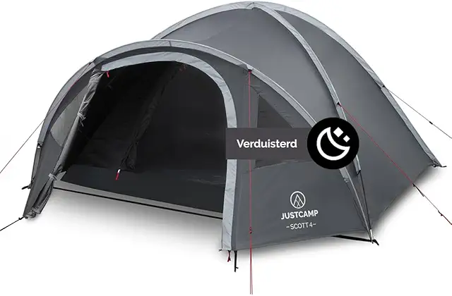 Justcamp Scott 4-Person Dome Tent with Awning & Dark Cabin