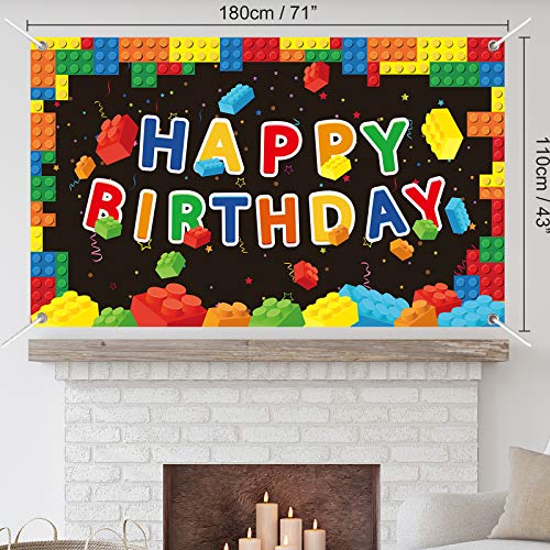 Chiazllta Building Blocks Party Decorations Colorful Blocks Birthday Photography Backdrop Children Kids Building Blocks Theme Party Supplies thumb #1