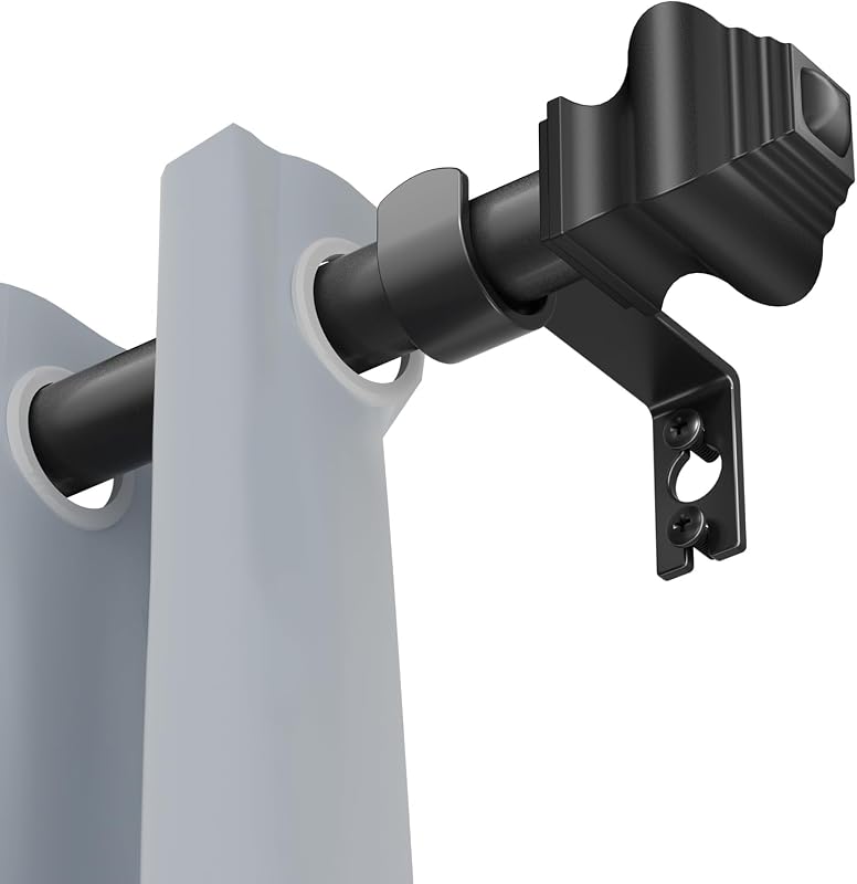 Barras de cortina para ventanas de 35 a 47 pulgadas, barra de cortina negra mate de 5/8 pulgadas con soportes telescópicos ajustables para dormitorio, cocina, estudio, sala de estar