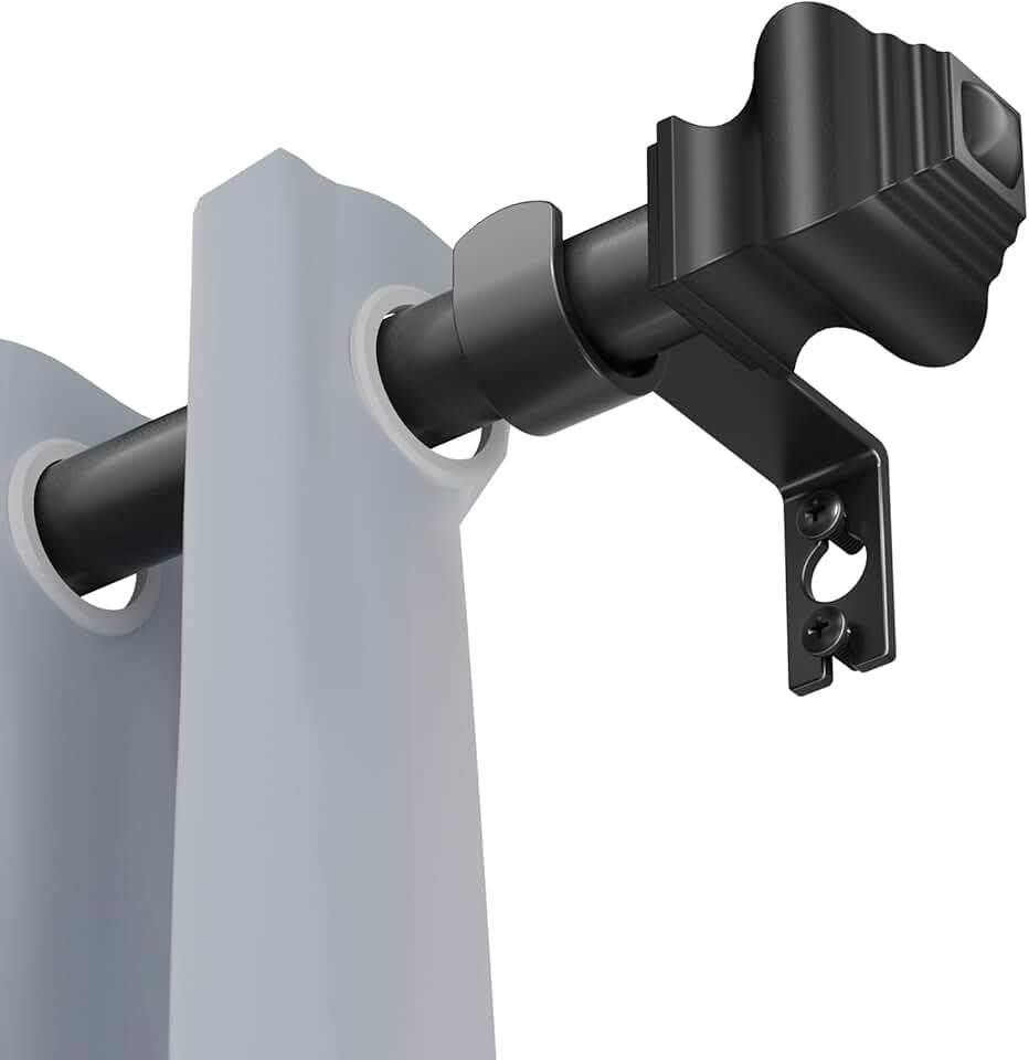 Curtain Rods for Windows 35-47 inch, 5/8 inch Matte Black Curtain Rod with Brackets Adjustable Telescoping for Bedroom Kitchen Study Living Room