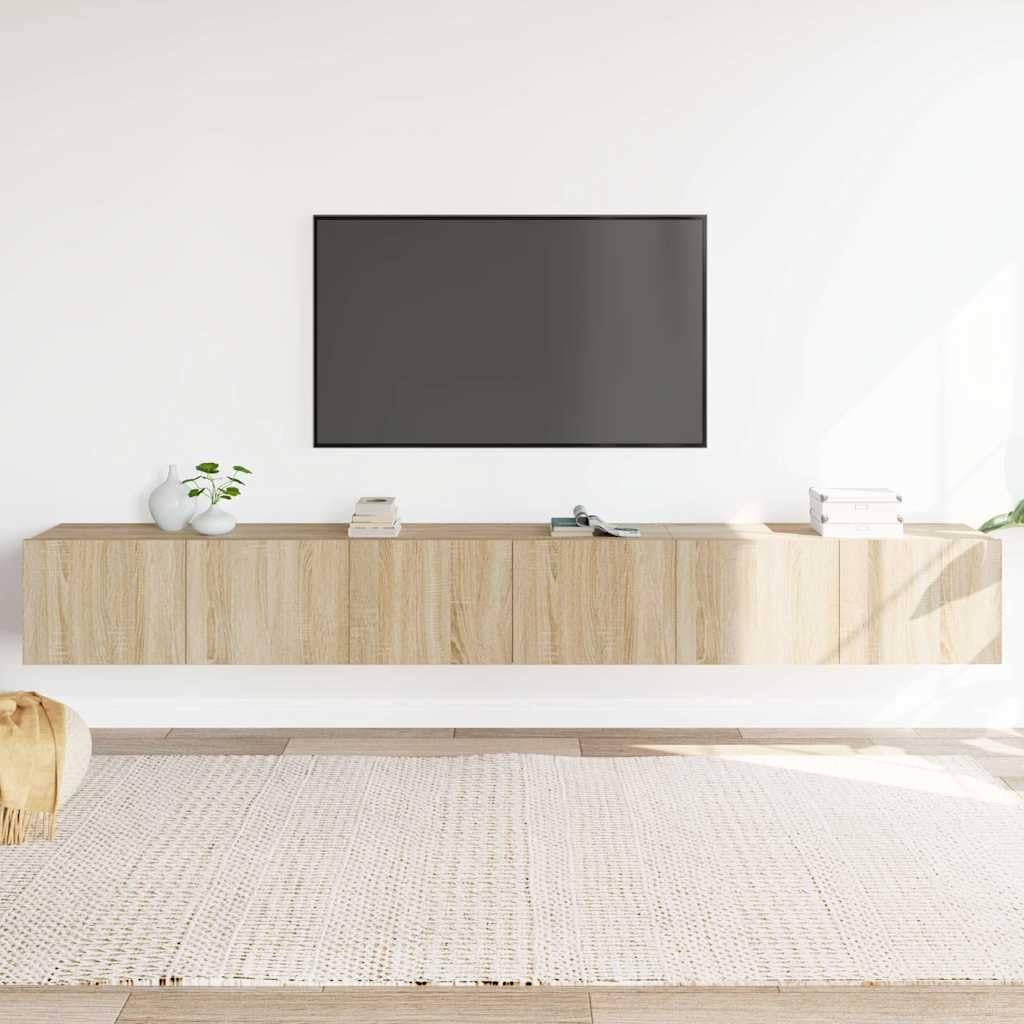 Set di 3 mobili per TV, montaggio a parete, rovere Sonoma, 80 x 30