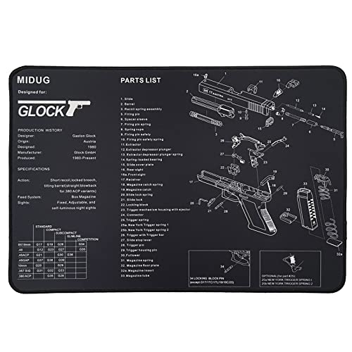 MIDUG Gun Cleaning Mat Anti-Slip Rubber Handgun Cleaning Pad Gun