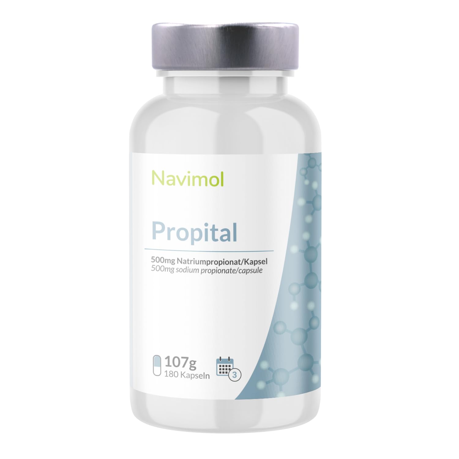 Propionsäure | 500mg Natriumpropionat pro Kapsel | 180 Kapseln Propionat - Kurzkettige Fettsäuren | 100% Vegan: Qualität von Navimol | Hergestellt & geprüft in Deutschland