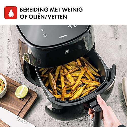 ZWILLING Air Fryer, heteluchtfriteuse, 4 l, 6 programma's, 1.400 watt, frituren, koken en bakken zonder vet, incl. receptenboek, zwart - Afbeelding 6
