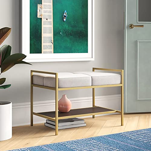 Rangement pour chaussures confortable et banc d'entrée en velours blanc design