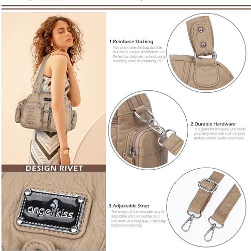 Image of Angel Kiss Small Purse Handbag for Women Crossbody and Shoulder Bags Multipocket Soft Hobo Purses