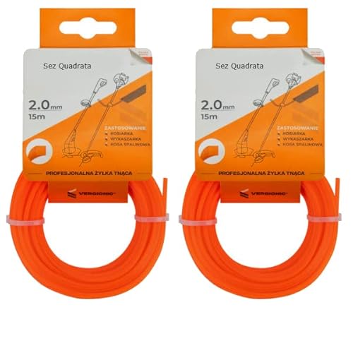 Terryshop74 2 bobinas de alambre para desbrozadora de 15 metros ideales para cabezales de repuesto desbrozadora y cortacésped (1500, 2.0 cuadrado)