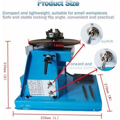 Posizionatore rotativo per saldatura, stabile, con interruttore a pedale, velocità regolabile 2-16 giri/min per saldatura di precisione, capacità 10/5 kg
