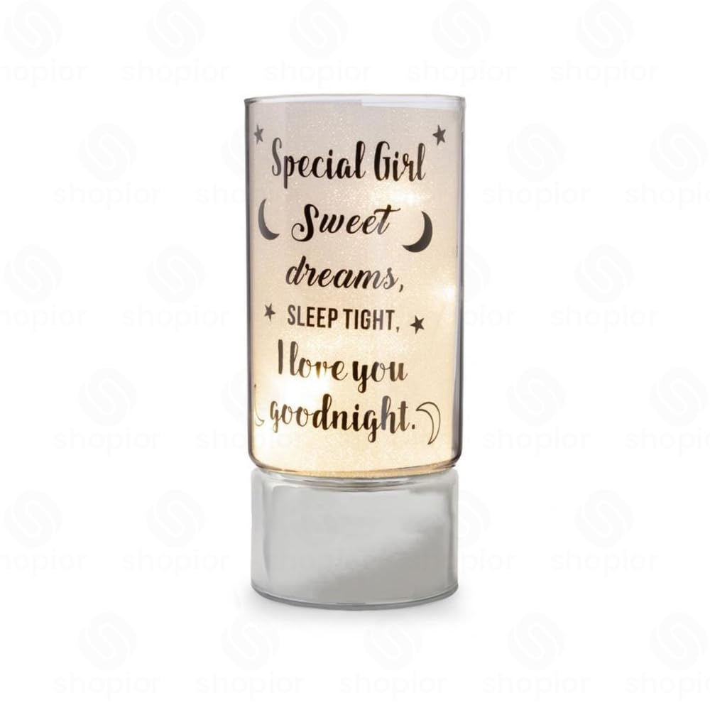 shopior Battery Operated Glass Tube Light LED Shimmering Lamp with Sentimental Message | Decorative Night Light, Warm White Mood Lamp, Bereavement Keepsake, Birthday Gift | Home Decor (Special Girl)