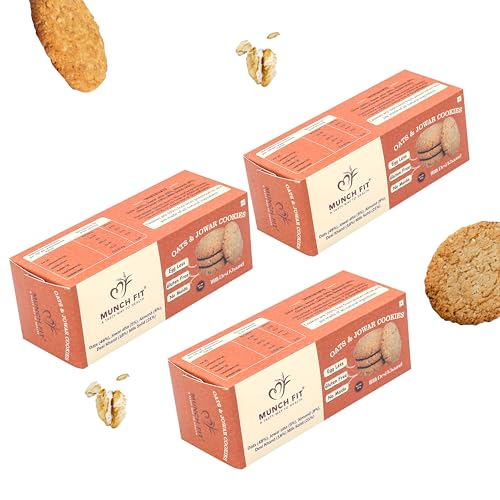 Image of Munch Fit Tasty Millet Egg Less Cookies 125gm Pack of 3, Made with Oats, Almonds, Jowar Atta & Desi Khand I No Maida Fresh Healthy Cookies I High In Fiber, Protein & Nutrition